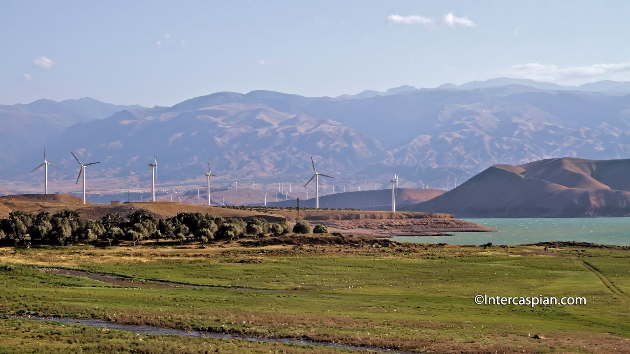 A scenic view of Manjil wind park