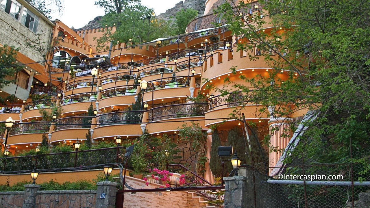 Photo of a mountainside restaurant in Darband, Tehran